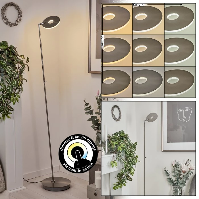 Hofstein Umag Stehleuchte LED Nickel-Matt, Chrom, 1-flammig 1 Hofstein Umag Stehleuchte LED Nickel-Matt, Chrom, 1-flammig