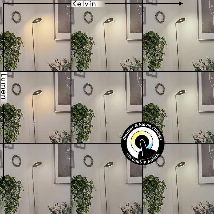 Hofstein Umag Stehleuchte LED Nickel-Matt, Chrom, 1-flammig 2 Hofstein Umag Stehleuchte LED Nickel-Matt, Chrom, 1-flammig – Bild 2