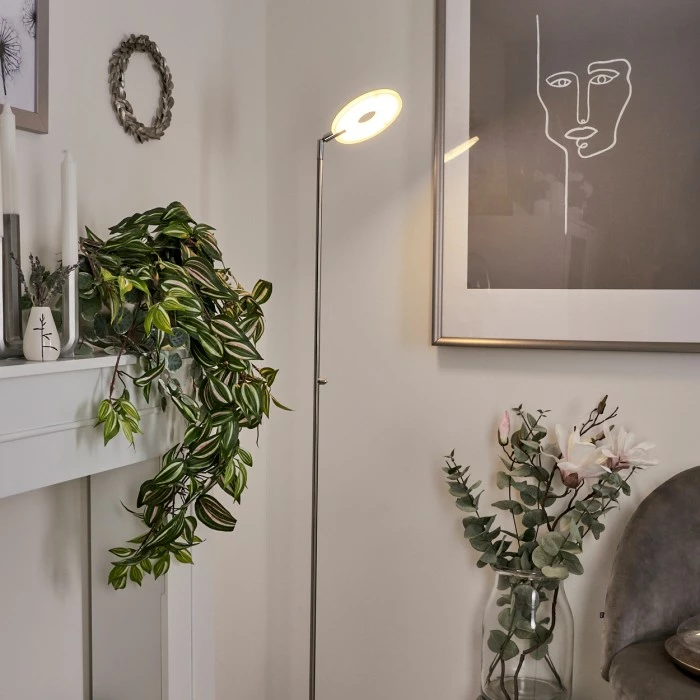 Hofstein Umag Stehleuchte LED Nickel-Matt, Chrom, 1-flammig 9 Hofstein Umag Stehleuchte LED Nickel-Matt, Chrom, 1-flammig – Bild 9