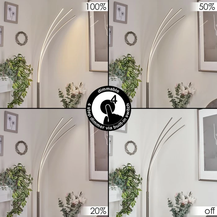 Hofstein Uttorp Stehleuchte LED Nickel-Matt, 3-flammig 2 Hofstein Uttorp Stehleuchte LED Nickel-Matt, 3-flammig – Bild 2