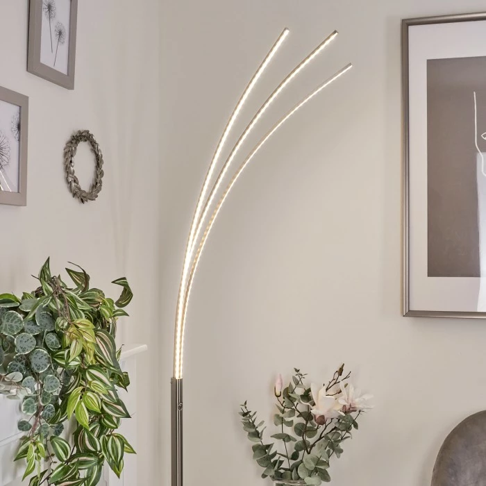 Hofstein Uttorp Stehleuchte LED Nickel-Matt, 3-flammig 7 Hofstein Uttorp Stehleuchte LED Nickel-Matt, 3-flammig – Bild 7