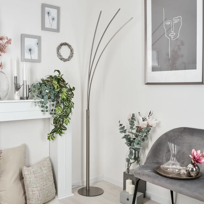 Hofstein Uttorp Stehleuchte LED Nickel-Matt, 3-flammig 9 Hofstein Uttorp Stehleuchte LED Nickel-Matt, 3-flammig – Bild 9