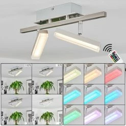 Hofstein Vehkala Deckenleuchte LED Nickel-Matt, Chrom, 2-flammig, Fernbedienung, Farbwechsler