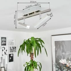 Hofstein Vehkala Deckenleuchte LED Nickel-Matt, Chrom, 2-flammig, Fernbedienung, Farbwechsler -LED Leuchten Verkäufe vehkala deckenleuchte h3460184 3