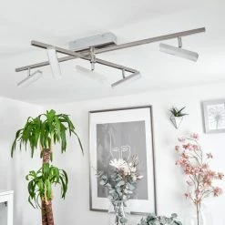 Hofstein Vehkala Deckenleuchte LED Nickel-Matt, Chrom, 5-flammig, Fernbedienung, Farbwechsler -LED Leuchten Verkäufe vehkala deckenleuchte h3580134 11