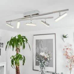 Hofstein Vehkala Deckenleuchte LED Nickel-Matt, Chrom, 5-flammig, Fernbedienung, Farbwechsler -LED Leuchten Verkäufe vehkala deckenleuchte h3580134 6