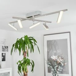 Hofstein Vehkala Deckenleuchte LED Nickel-Matt, Chrom, 5-flammig, Fernbedienung, Farbwechsler -LED Leuchten Verkäufe vehkala deckenleuchte h3580134 8