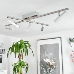 Hofstein Vehkala Deckenleuchte LED Nickel-Matt, Chrom, 5-flammig, Fernbedienung, Farbwechsler -LED Leuchten Verkäufe vehkala deckenleuchte h3580134 9