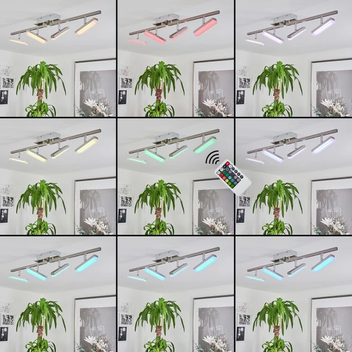 Hofstein Vehkala Deckenleuchte LED Nickel-Matt, Chrom, 4-flammig, Fernbedienung, Farbwechsler 2 Hofstein Vehkala Deckenleuchte LED Nickel-Matt, Chrom, 4-flammig, Fernbedienung, Farbwechsler – Bild 2