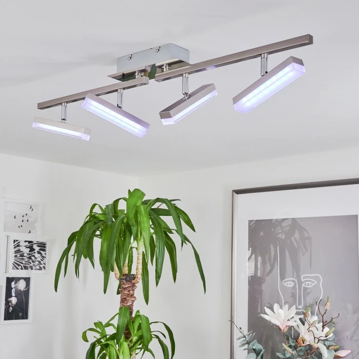 Hofstein Vehkala Deckenleuchte LED Nickel-Matt, Chrom, 4-flammig, Fernbedienung, Farbwechsler 9 Hofstein Vehkala Deckenleuchte LED Nickel-Matt, Chrom, 4-flammig, Fernbedienung, Farbwechsler – Bild 9