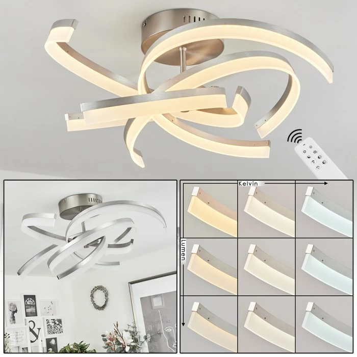 Hofstein Vignats Deckenleuchte LED Nickel-Matt, 4-flammig, Fernbedienung 1 Hofstein Vignats Deckenleuchte LED Nickel-Matt, 4-flammig, Fernbedienung