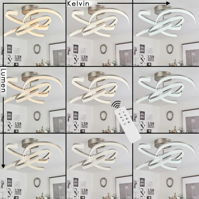 Hofstein Vignats Deckenleuchte LED Nickel-Matt, 4-flammig, Fernbedienung 2 Hofstein Vignats Deckenleuchte LED Nickel-Matt, 4-flammig, Fernbedienung – Bild 2