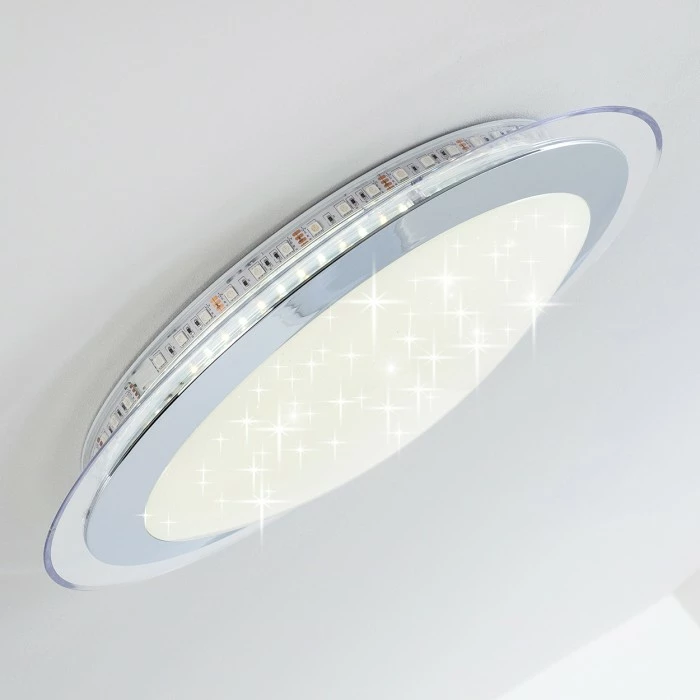 Hofstein Vittangi Deckenleuchte LED Chrom, 1-flammig, Fernbedienung, Farbwechsler 12 Hofstein Vittangi Deckenleuchte LED Chrom, 1-flammig, Fernbedienung, Farbwechsler – Bild 12