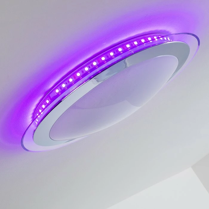 Hofstein Vittangi Deckenleuchte LED Chrom, 1-flammig, Fernbedienung, Farbwechsler 13 Hofstein Vittangi Deckenleuchte LED Chrom, 1-flammig, Fernbedienung, Farbwechsler – Bild 13