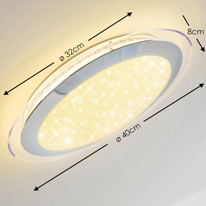 Hofstein Vittangi Deckenleuchte LED Chrom, 1-flammig, Fernbedienung, Farbwechsler 3 Hofstein Vittangi Deckenleuchte LED Chrom, 1-flammig, Fernbedienung, Farbwechsler – Bild 3