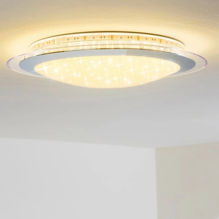 Hofstein Vittangi Deckenleuchte LED Chrom, 1-flammig, Fernbedienung, Farbwechsler 7 Hofstein Vittangi Deckenleuchte LED Chrom, 1-flammig, Fernbedienung, Farbwechsler – Bild 7