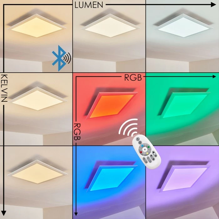 Hofstein Voisines Deckenpanel LED Weiß, 1-flammig, Fernbedienung, Farbwechsler 2 Hofstein Voisines Deckenpanel LED Weiß, 1-flammig, Fernbedienung, Farbwechsler – Bild 2