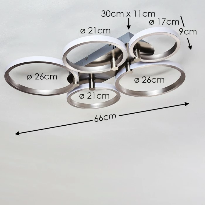 Hofstein Volonne Deckenleuchte LED Silber, 5-flammig 2 Hofstein Volonne Deckenleuchte LED Silber, 5-flammig – Bild 2