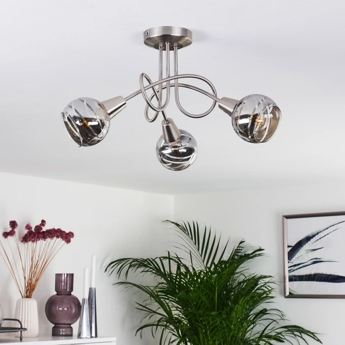 Hofstein Warga Deckenleuchte LED Nickel-Matt, 3-flammig 2 Hofstein Warga Deckenleuchte LED Nickel-Matt, 3-flammig – Bild 2