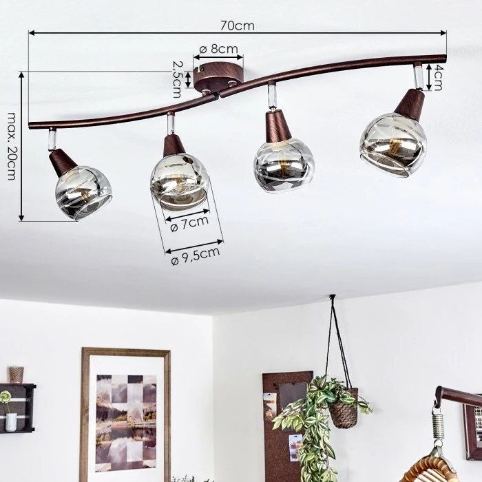 Hofstein Warga Deckenleuchte LED Bronze, 4-flammig 4 Hofstein Warga Deckenleuchte LED Bronze, 4-flammig – Bild 4