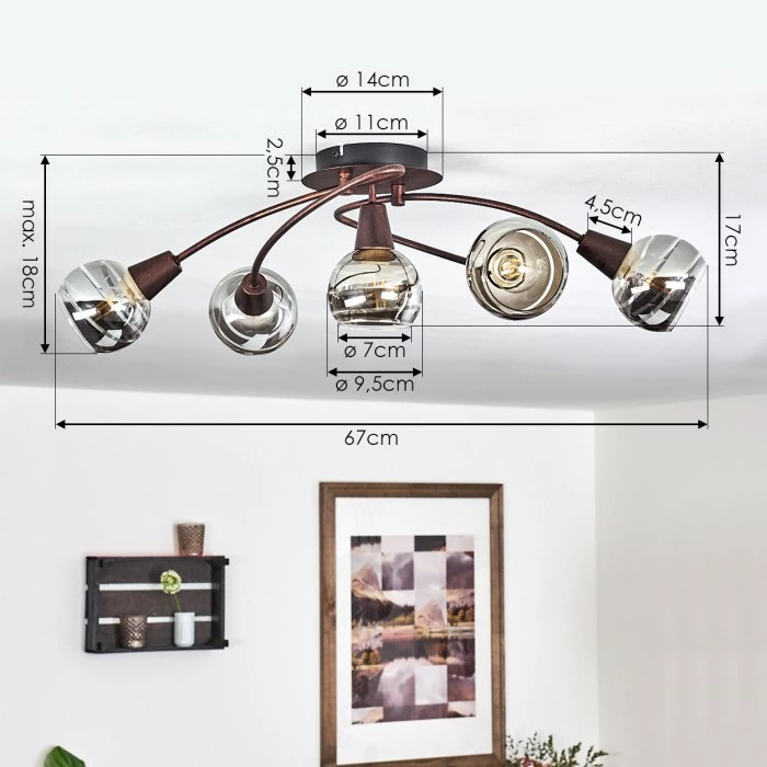 Hofstein Warga Deckenleuchte LED Bronze, 4-flammig 4 Hofstein Warga Deckenleuchte LED Bronze, 4-flammig – Bild 4