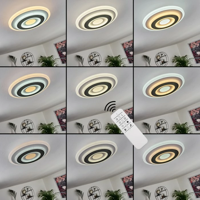 Hofstein Wawo Deckenpanel LED Grau, Weiß, 1-flammig, Fernbedienung 2 Hofstein Wawo Deckenpanel LED Grau, Weiß, 1-flammig, Fernbedienung – Bild 2