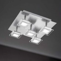 Wofi Leuchten Wofi Cholet Deckenleuchte LED Nickel-Matt, 5-flammig