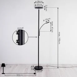 Hofstein Wonsbek Deckenfluter LED Schwarz, 2-flammig -LED Leuchten Verkäufe wonsbek deckenfluter h3426128 3