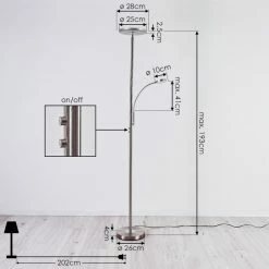 Hofstein Wonsbek Deckenfluter LED Nickel-Matt, 2-flammig -LED Leuchten Verkäufe wonsbek deckenfluter h3426166 3
