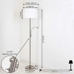 Hofstein Yuruyacu Stehleuchte LED Nickel-Matt, 2-flammig -LED Leuchten Verkäufe yuruyacu stehleuchte h3576809 3