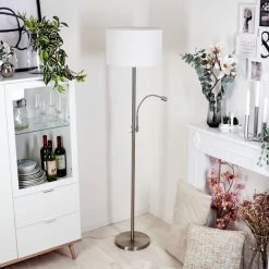 Hofstein Yuruyacu Stehleuchte LED Nickel-Matt, 2-flammig -LED Leuchten Verkäufe yuruyacu stehleuchte h3576809 9