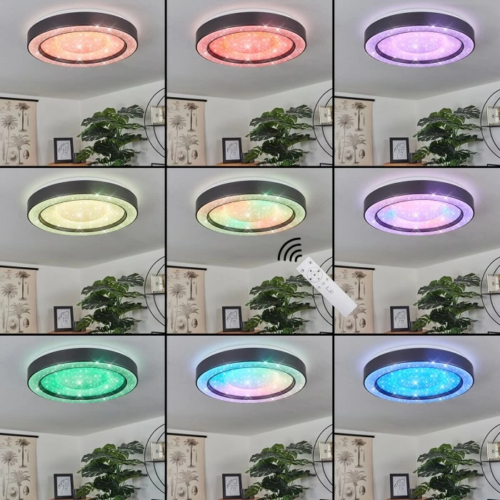 Hofstein Zeballos Deckenleuchte LED Weiß, 1-flammig, Fernbedienung, Farbwechsler 2 Hofstein Zeballos Deckenleuchte LED Weiß, 1-flammig, Fernbedienung, Farbwechsler – Bild 2